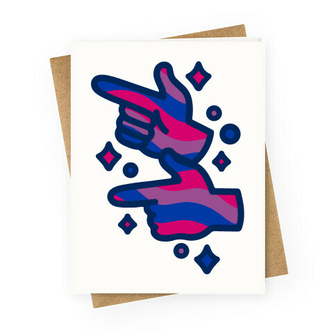 Bisexual Pride Finger Guns Greeting Card