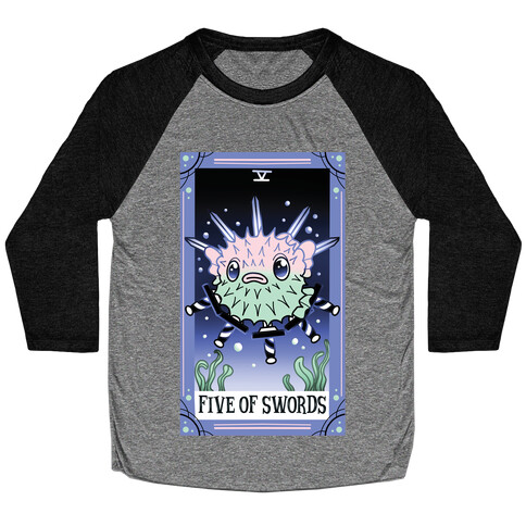 Creepy Cute Tarots: Five of Swords Baseball Tee