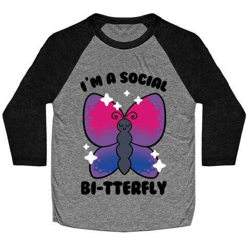 I'm A Social Bi-Tterfly Baseball Tee