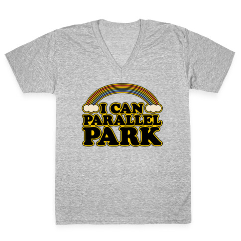 I Can Parallel Park White Print V-Neck Tee Shirt