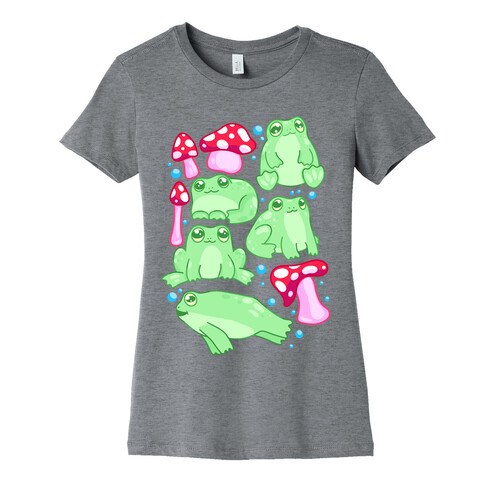 Frogs and Fungus Pattern Womens T-Shirt