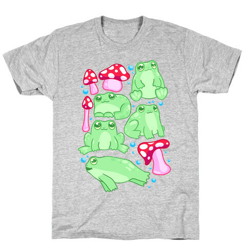 Frogs and Fungus Pattern T-Shirt