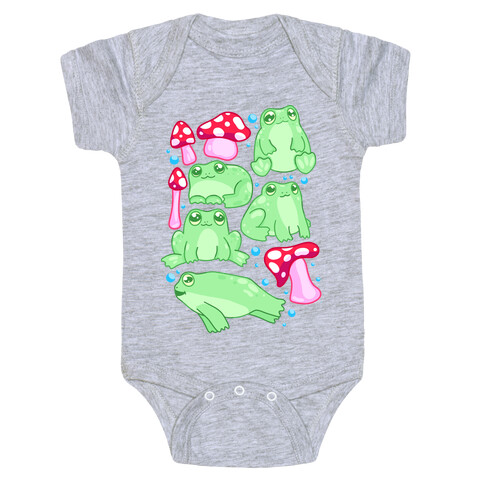 Frogs and Fungus Pattern Baby One-Piece