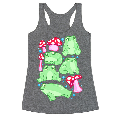 Frogs and Fungus Pattern Racerback Tank Top