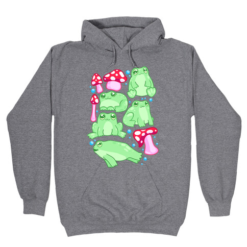 Frogs and Fungus Pattern Hooded Sweatshirt