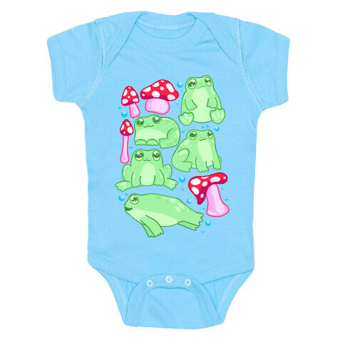 Frogs and Fungus Pattern Baby One-Piece