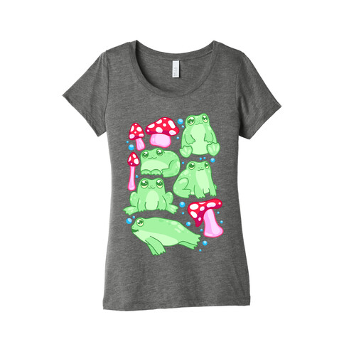 Frogs and Fungus Pattern Womens T-Shirt