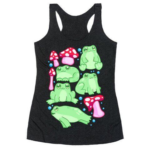 Frogs and Fungus Pattern Racerback Tank Top