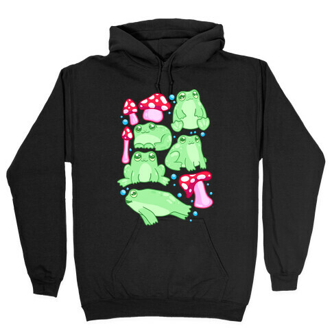 Frogs and Fungus Pattern Hooded Sweatshirt