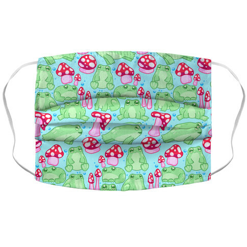 Frogs and Fungus Pattern Accordion Face Mask