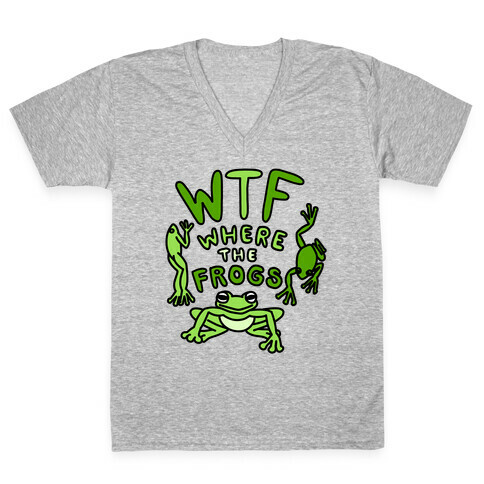 WTF Where The Frogs V-Neck Tee Shirt