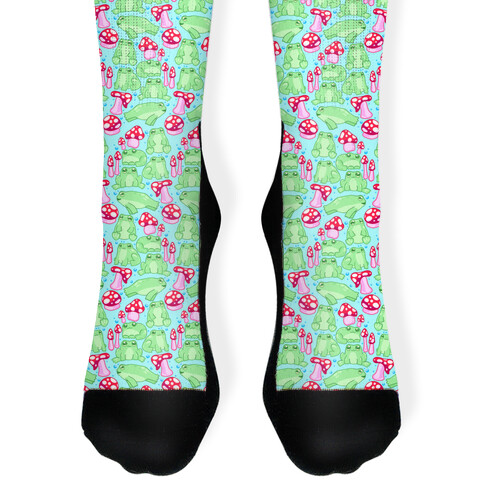 Frogs and Fungus Pattern Sock