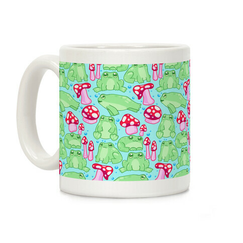 Frogs and Fungus Pattern Coffee Mug