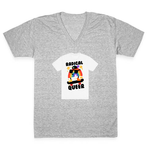 Radical Queer Rainbow V-Neck Tee Shirt