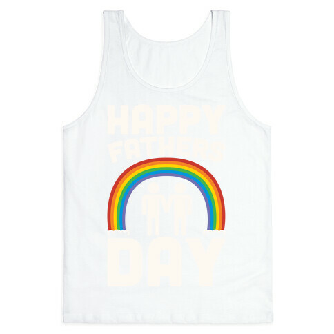 Happy Fathers Day White Print Tank Top