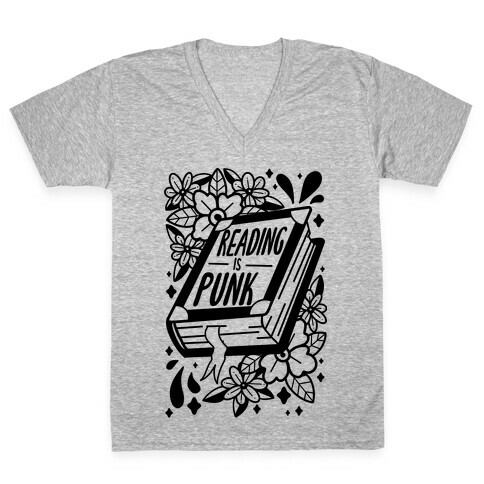 Reading Is Punk Book V-Neck Tee Shirt