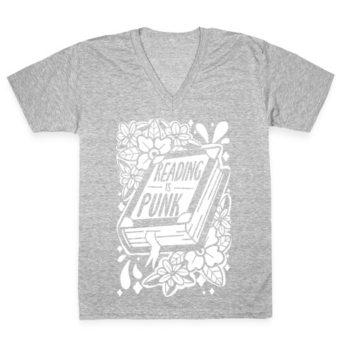 Reading Is Punk Book V-Neck Tee Shirt