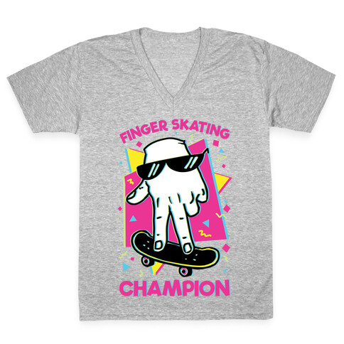 Finger Skating Champion V-Neck Tee Shirt