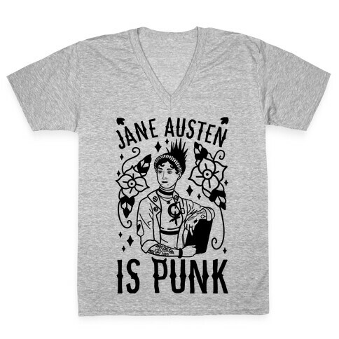 Jane Austen Is Punk V-Neck Tee Shirt