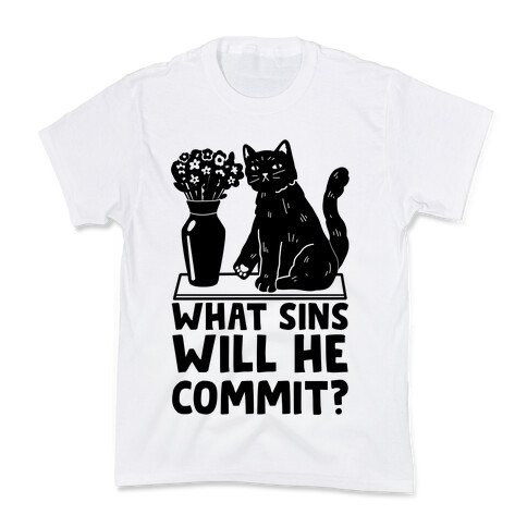 What Sins Will He Commit? Cat Kids T-Shirt