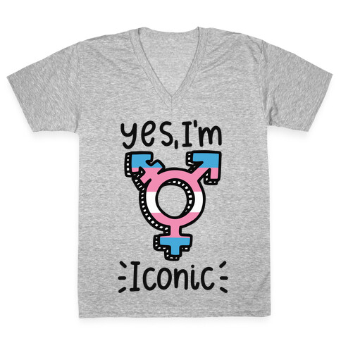 Yes, I'm Iconic (Trans Pride) V-Neck Tee Shirt