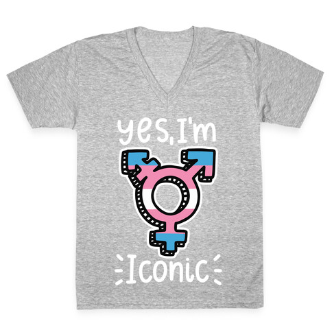 Yes, I'm Iconic (Trans Pride) V-Neck Tee Shirt