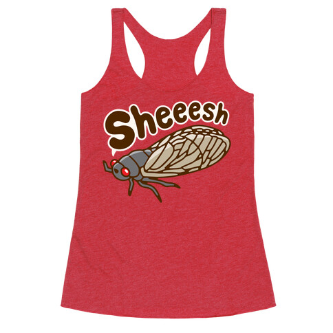 Sheeesh Cicada White Print Racerback Tank Top