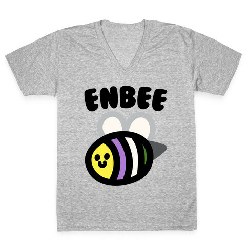 Enbee Enby Bee Gender Queer Pride V-Neck Tee Shirt
