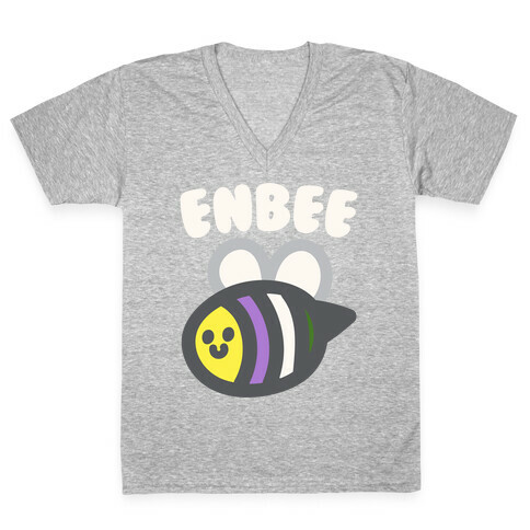 Enbee Enby Bee Gender Queer Pride White Print V-Neck Tee Shirt
