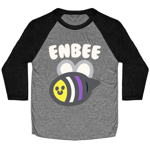 Enbee Enby Bee Non Binary Pride White Print Baseball Tee