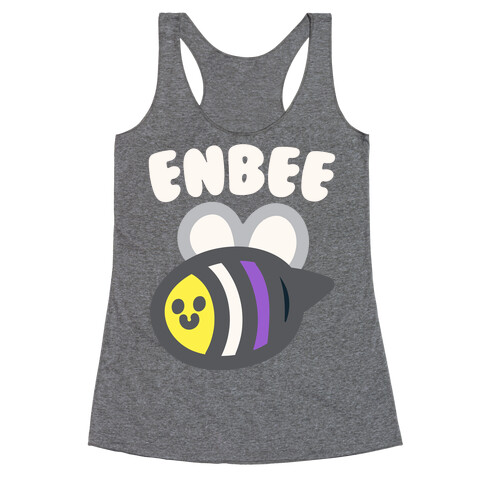 Enbee Enby Bee Non Binary Pride White Print Racerback Tank Top