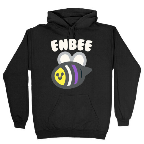 Enbee Enby Bee Non Binary Pride White Print Hooded Sweatshirt