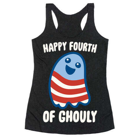 Happy Fourth of Ghouly White Print Racerback Tank Top