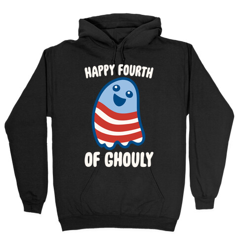 Happy Fourth of Ghouly White Print Hooded Sweatshirt