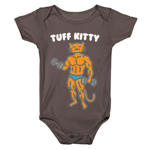 Tuff Kitty White Print Baby One-Piece