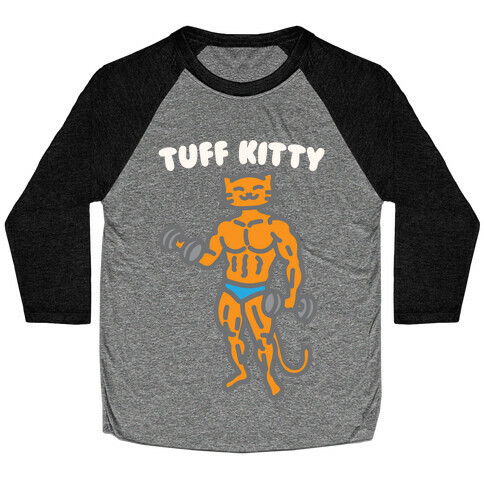 Tuff Kitty White Print Baseball Tee