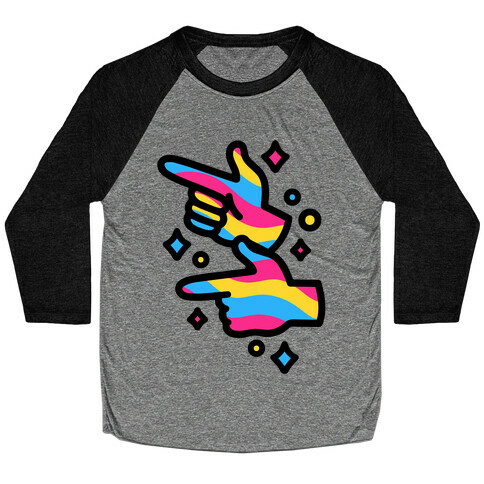 Pansexual Pride Finger Guns Baseball Tee