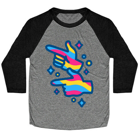 Pansexual Pride Finger Guns White Print Baseball Tee