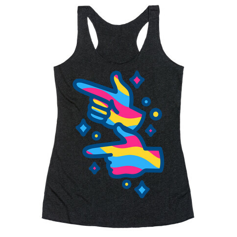 Pansexual Pride Finger Guns White Print Racerback Tank Top