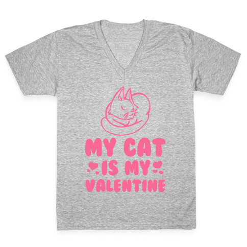 My Cat is My Valentine V-Neck Tee Shirt