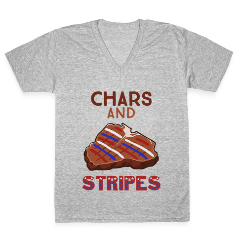 Chars And Stripes V-Neck Tee Shirt