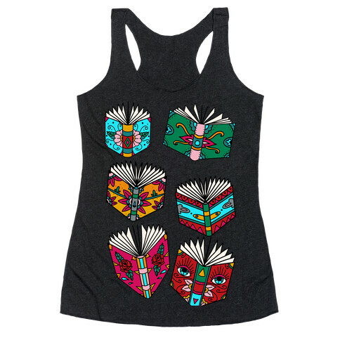 Punk Book Tattoo Pattern Racerback Tank Top