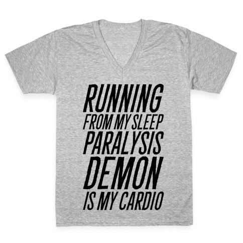 Running From My Sleep Paralysis Demon V-Neck Tee Shirt