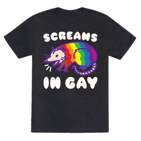 Screams In Gay Possum Parody White Print T-Shirt