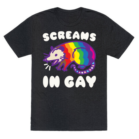 Screams In Gay Possum Parody White Print T-Shirt