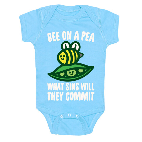 Bee On A Pea What Sins Will They Commit White Print Baby One-Piece