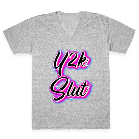 Y2K Slut Airbrush V-Neck Tee Shirt