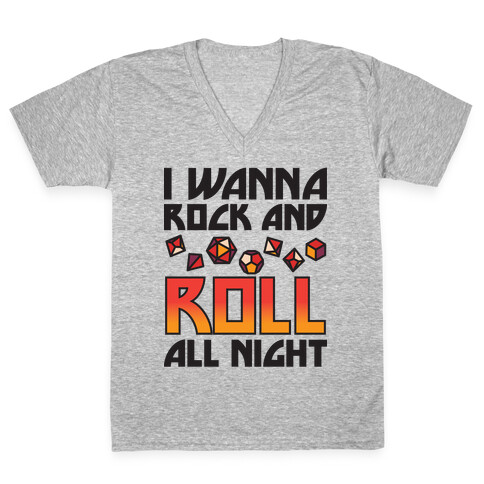 I Wanna Rock And Roll All Night Dice V-Neck Tee Shirt