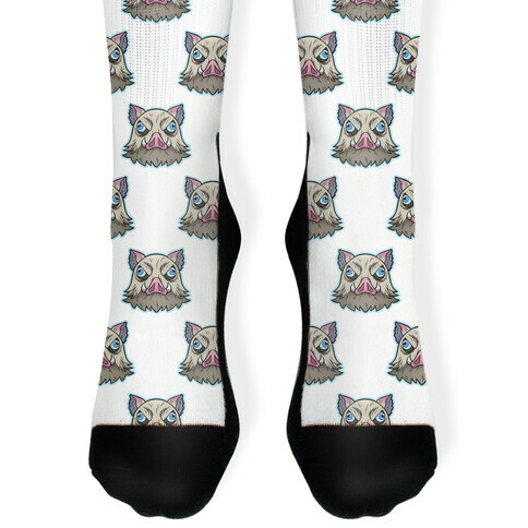 Inosuke Mad Boar Pattern White Sock