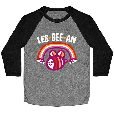 Lesbeean Lesbian Pride Bee Parody White Print Baseball Tee